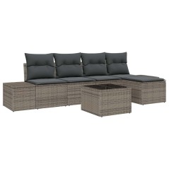 vidaXL Set da giardino in 5 pezzi con cuscini neri in rattan sintetico