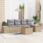 vidaXL Set di divani da giardino in 6 pezzi con cuscini in rattan polimerico nero.