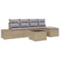 vidaXL Set di divani da giardino in 6 pezzi con cuscini in rattan polimerico nero.