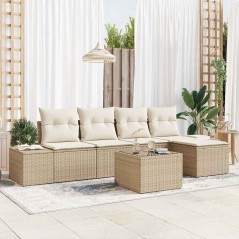 vidaXL Set da Giardino in 6 Pezzi con Cuscini Marroni in Rattan Sintetico