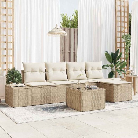 vidaXL Set da Giardino in 6 Pezzi con Cuscini Marroni in Rattan Sintetico