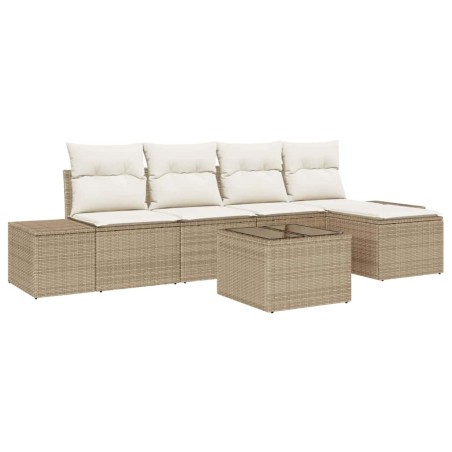 vidaXL Set da Giardino in 6 Pezzi con Cuscini Marroni in Rattan Sintetico
