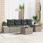 vidaXL Set di divani da giardino , 6 pezzi con cuscini grigi in rattan sintetico