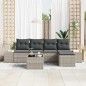 vidaXL Set di divani da giardino , 6 pezzi con cuscini grigi in rattan sintetico