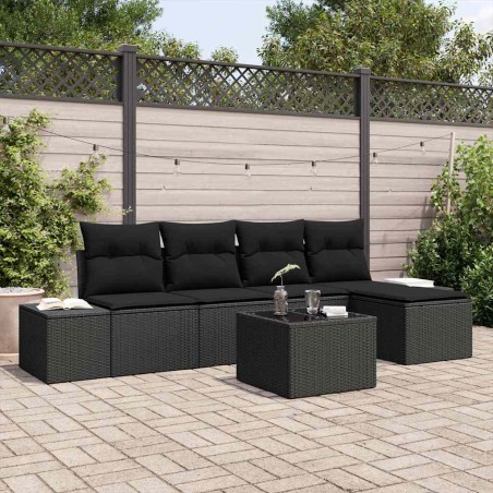 vidaXL Set di divani da giardino con cuscini beige in rattan sintetico, 6 pezzi.