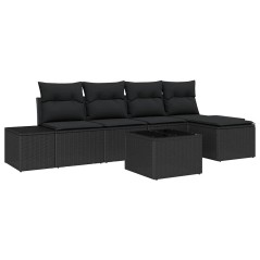 vidaXL Set di divani da giardino con cuscini beige in rattan sintetico, 6 pezzi.