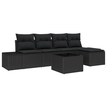 vidaXL Set di divani da giardino con cuscini beige in rattan sintetico, 6 pezzi.