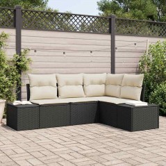 vidaXL Set di divani da giardino in 4 pezzi con cuscini in rattan sintetico nero