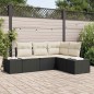 vidaXL Set di divani da giardino in 4 pezzi con cuscini in rattan sintetico nero