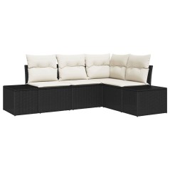 vidaXL Set di divani da giardino in 4 pezzi con cuscini in rattan sintetico nero