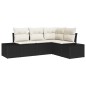 vidaXL Set di divani da giardino in 4 pezzi con cuscini in rattan sintetico nero