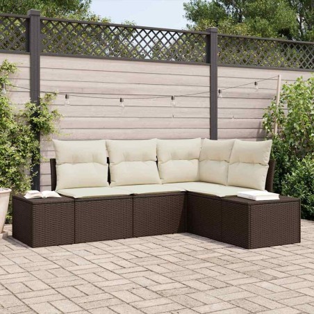 vidaXL Set di divani da giardino 4 pezzi con cuscini in rattan sintetico marrone
