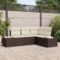 vidaXL Set di divani da giardino 4 pezzi con cuscini in rattan sintetico marrone