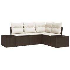 vidaXL Set di divani da giardino 4 pezzi con cuscini in rattan sintetico marrone
