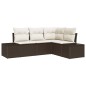 vidaXL Set di divani da giardino 4 pezzi con cuscini in rattan sintetico marrone
