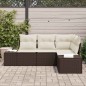 vidaXL Set di divani da giardino 4 pezzi con cuscini in rattan sintetico marrone
