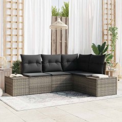 vidaXL Set Giardino 4 Pezzi in Rattan con Cuscini Grigi