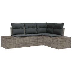 vidaXL Set Giardino 4 Pezzi in Rattan con Cuscini Grigi