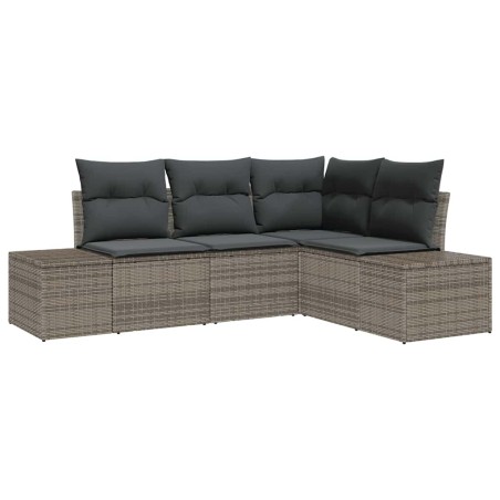 vidaXL Set Giardino 4 Pezzi in Rattan con Cuscini Grigi