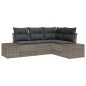 vidaXL Set Giardino 4 Pezzi in Rattan con Cuscini Grigi