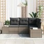vidaXL Set Giardino 4 Pezzi in Rattan con Cuscini Grigi