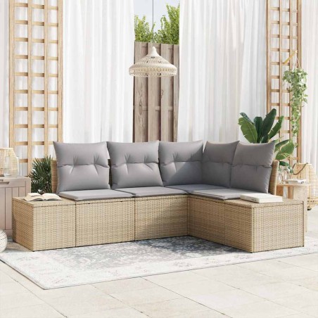 vidaXL Set di divani da giardino a 4 pezzi vitaXL con cuscini beige in rattan sintetico