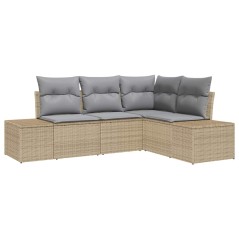 vidaXL Set di divani da giardino a 4 pezzi vitaXL con cuscini beige in rattan sintetico