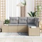 vidaXL Set di divani da giardino a 4 pezzi vitaXL con cuscini beige in rattan sintetico