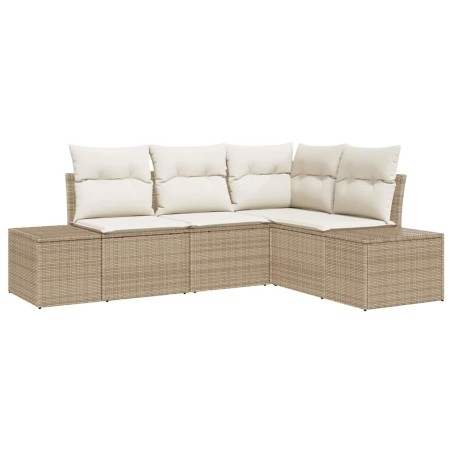 vidaXL Set da giardino a 4 pezzi con cuscini beige in rattan sintetico