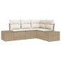 vidaXL Set da giardino a 4 pezzi con cuscini beige in rattan sintetico