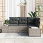 vidaXL Set divano da giardino a 4 pezzi con cuscini grigio chiaro in polirattan