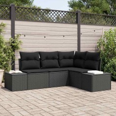 vidaXL Set di divani da giardino vitaXL con cuscini in rattan nero