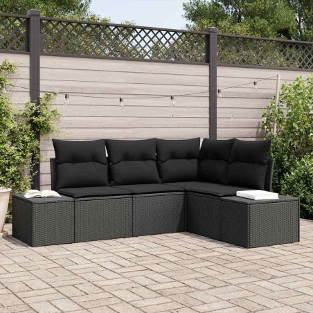 vidaXL Set di divani da giardino vitaXL con cuscini in rattan nero