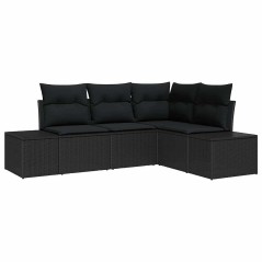 vidaXL Set di divani da giardino vitaXL con cuscini in rattan nero