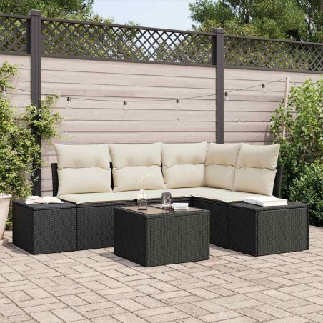 vidaXL Set di Divani da Giardino a 5 Pezzi con Cuscini Marroni in Rattan.