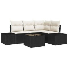 vidaXL Set di Divani da Giardino a 5 Pezzi con Cuscini Marroni in Rattan.