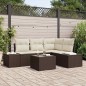 vidaXL Set di divani da giardino a 5 pezzi con cuscini marroni in rattan sintetico vidaXL Set di divani da giardino a 5 pezzi con cuscini marroni in rattan sintetico