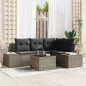 vidaXL Set di divani da giardino 5 pezzi con cuscini grigi in rattan sintetico vidaXL Set di divani da giardino 5 pezzi con cuscini grigi in rattan sintetico