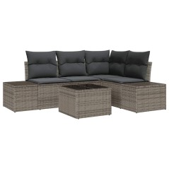 vidaXL Set di divani da giardino 5 pezzi con cuscini grigi in rattan sintetico