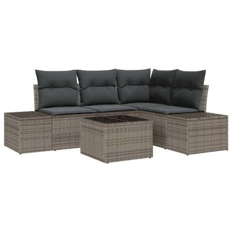vidaXL Set di divani da giardino 5 pezzi con cuscini grigi in rattan sintetico