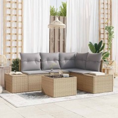 vidaXL Set di divani da giardino in 5 pezzi con cuscini neri in polyrattan