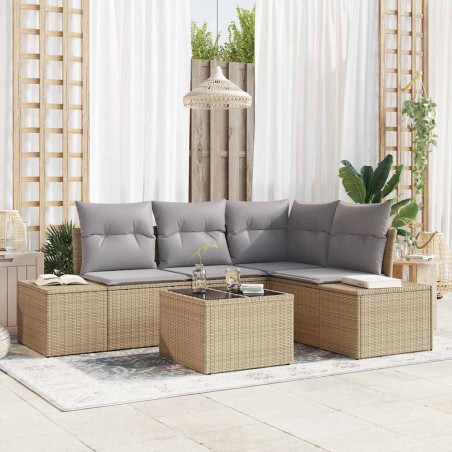 vidaXL Set di divani da giardino in 5 pezzi con cuscini neri in polyrattan