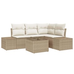 vidaXL Set da giardino a 5 pezzi con cuscini in rattan sintetico marrone