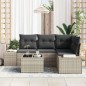 vidaXL Set di divani da giardino , 5 pezzi, con cuscini grigi in rattan sintetico.