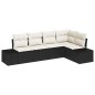 vidaXL Set da Giardino vitaXL 5 Pezzi con Cuscini in Rattan Nero