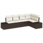 vidaXL Set di divani da giardino in 5 pezzi con cuscini in rattan sintetico marrone