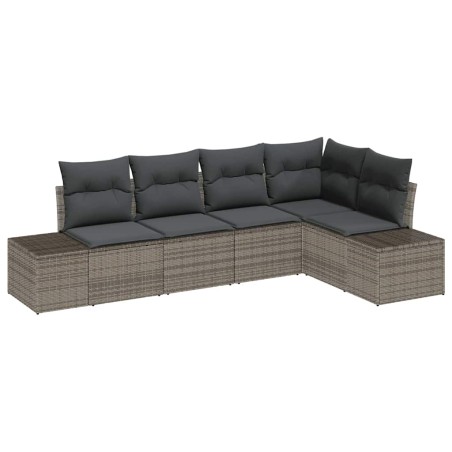 vidaXL Set da Giardino di 5 Pezzi con Cuscini Rattan Grigio