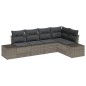 vidaXL Set da Giardino di 5 Pezzi con Cuscini Rattan Grigio
