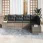 vidaXL Set da Giardino di 5 Pezzi con Cuscini Rattan Grigio