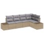 vidaXL Set di divani da giardino 5 pezzi con cuscini, rattan sintetico beige